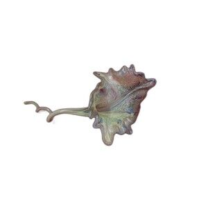 Vintage Art Glass Flower Shaped 17 inch Bud Vase Hand Blown Straw Stem